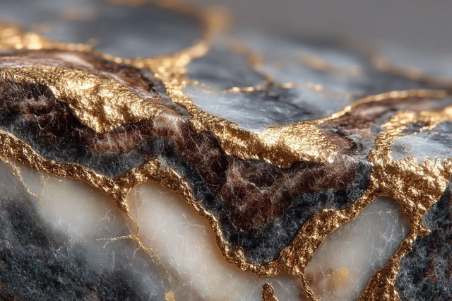 Marble Surface with Gold Veins - Close Up 8K