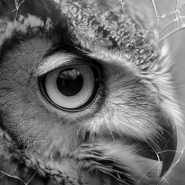 Owls Piercing Eye Monochrome Close Up