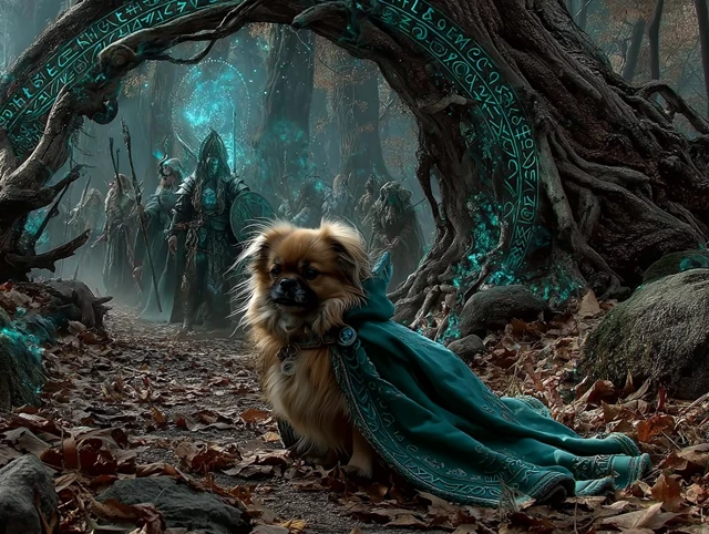 Enchanted Forest Tibetan Spaniel and Elves