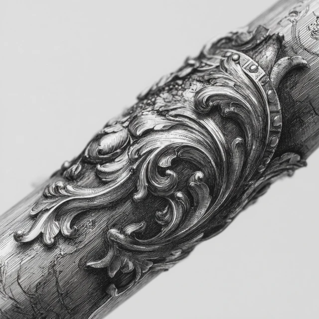 Detailed Decorative Scroll with Golden Ornaments