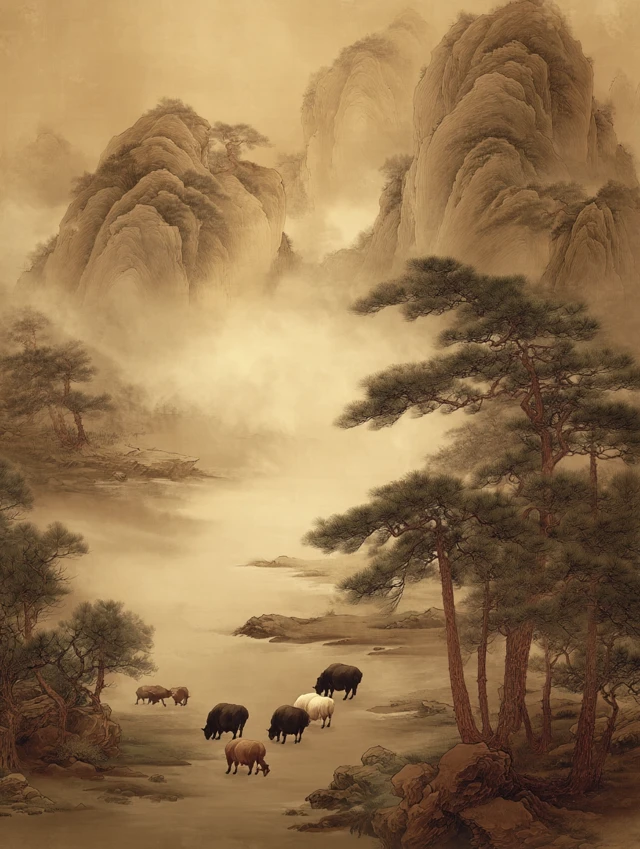 Eastern Traditional Painting Serene Landscape