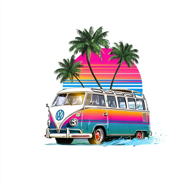 VW Combivan Logo 90s JDM Beach Style for Merchandise