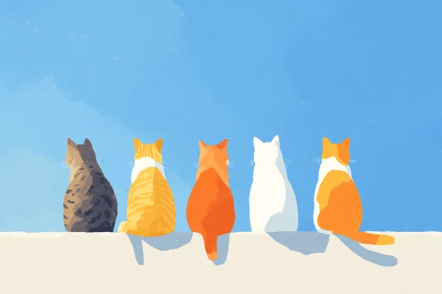 Cats on Wall Minimalist Illustration