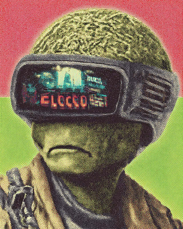 Retro SciFi Alien Poster Pointillism Art