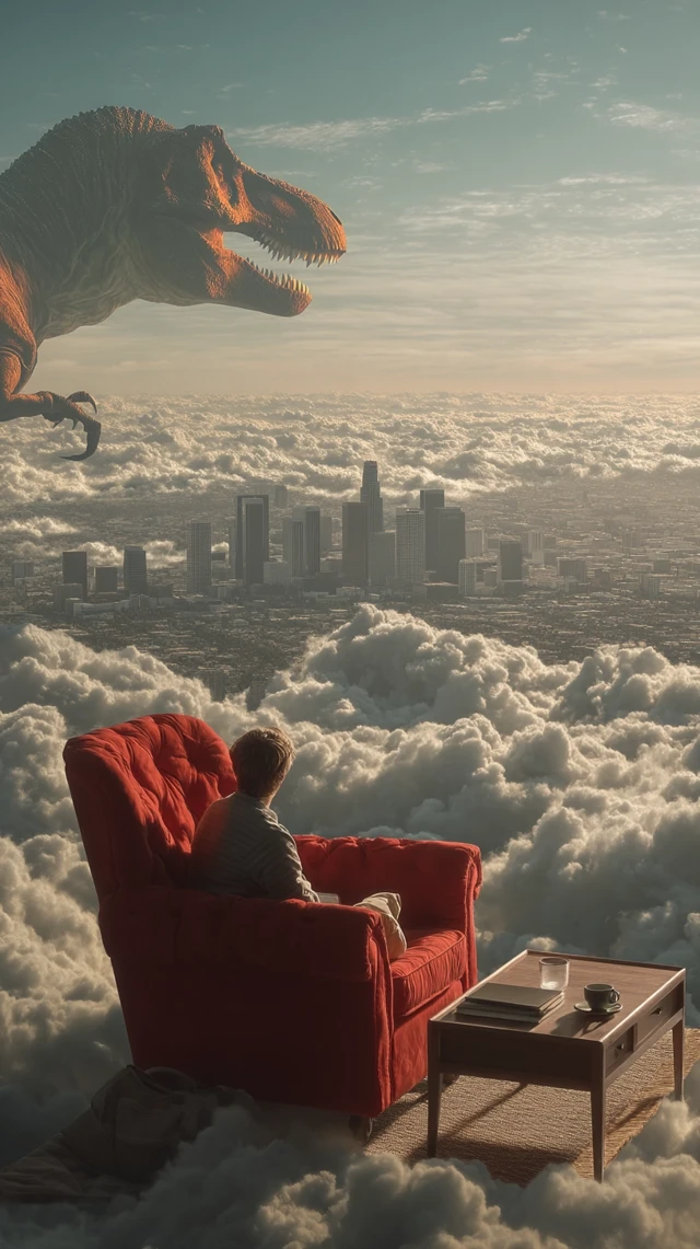 Dream Scene: Dinosaur Movie Above Los Angeles