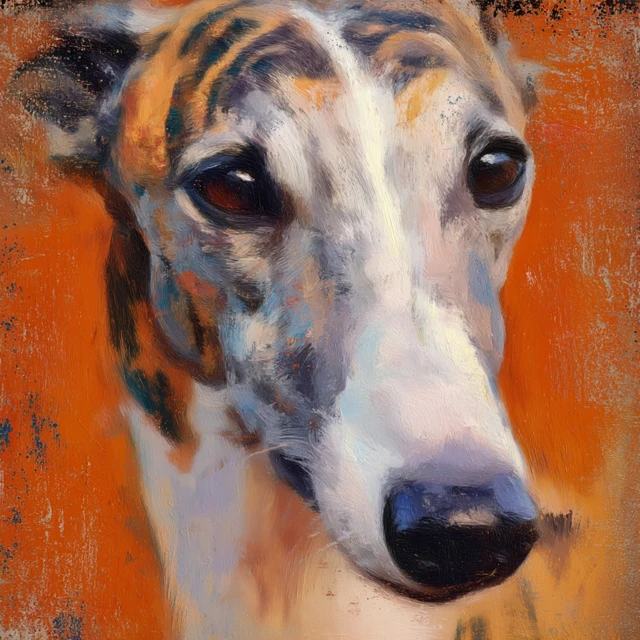 Greyhound Dog Impressionist Painting Portrait