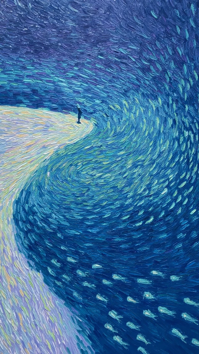Starry Night Beach Oil Painting