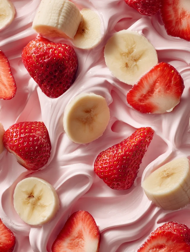 Strawberry Banana Dessert Flatlay Food Photography