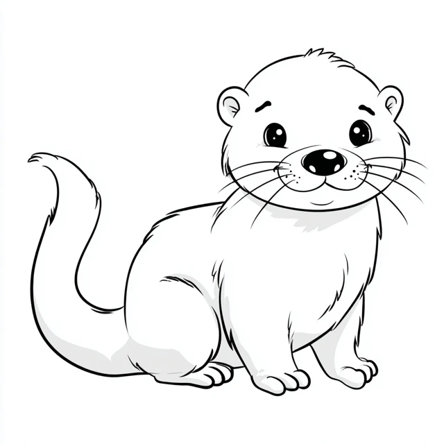 Cute Cartoon Otter Coloring Page