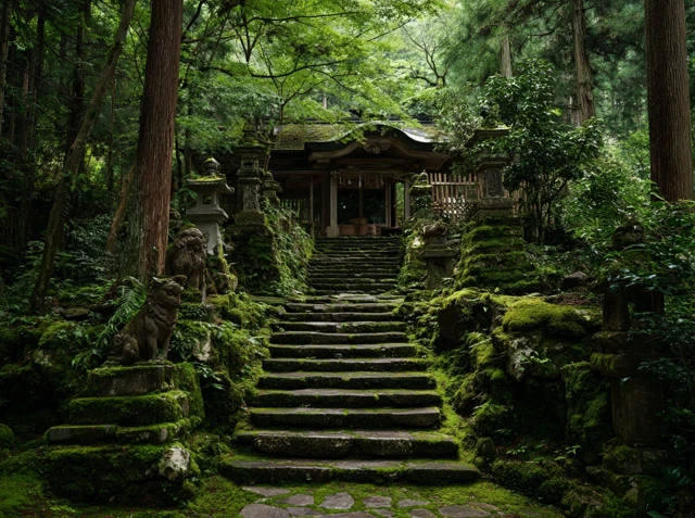 Japanese Shrine in Lush Forest Japan Photography