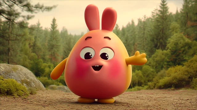 Cute Round Hare in Forest Background