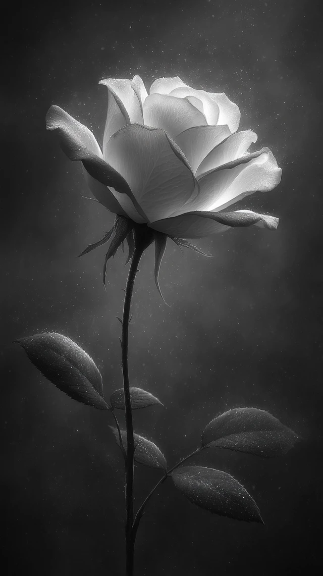 Glowing Rose in Monochrome Beauty