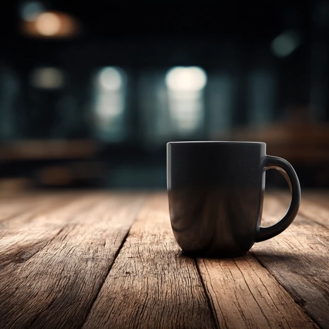 Coffee Mug Design Background Empty Table Close Up