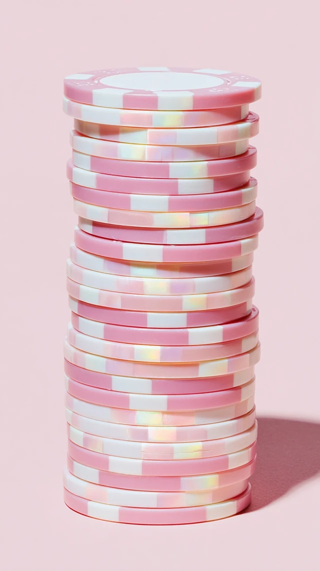 Pink and White Casino Poker Chips Luxury Product Photo
