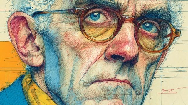 JeanPaul Sartre Portrait Colored Pencil Art