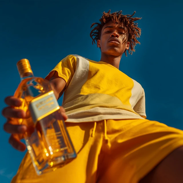 Johnnie Walker BLOND Product Shot Young Man with Whiskey