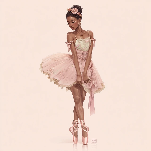 Ballerina in Pastel Colors Illustration Art