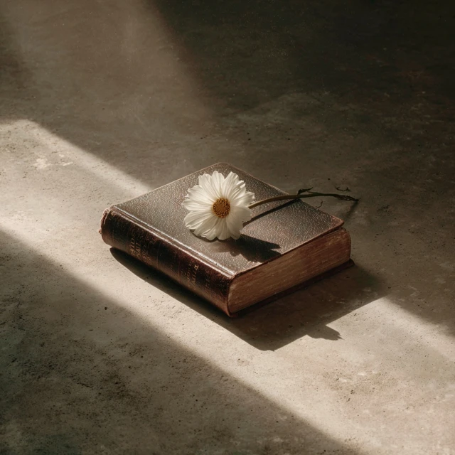 Bible with Flower Photorealistic Photography