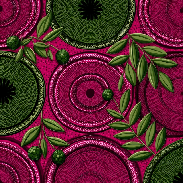 Ankara Pattern Pink and Green Floral Design