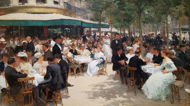 1900s Parisian Bistro Oil Painting by Sargent