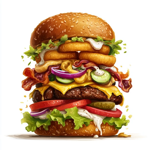 Gourmet Burger Illustration Delicious and Rich