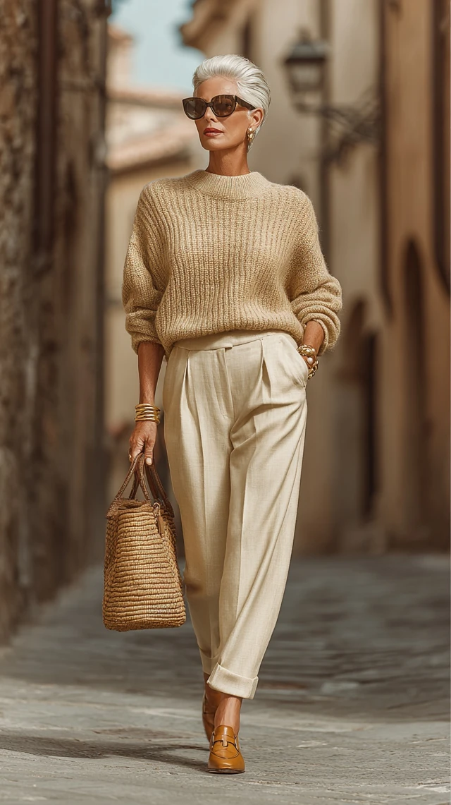 Elegant Mature Woman in Milanese Fashion