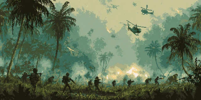 Vietnam War Pixel Art Jungle Battlefield