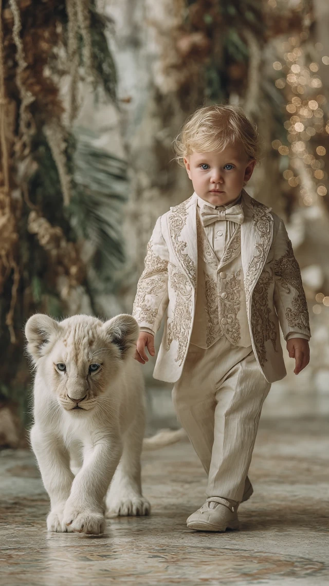 Baby Leo and White Lion Cub on Runway