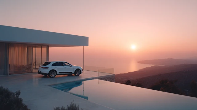 Porsche Macan by the Sea Luxury Sunset View