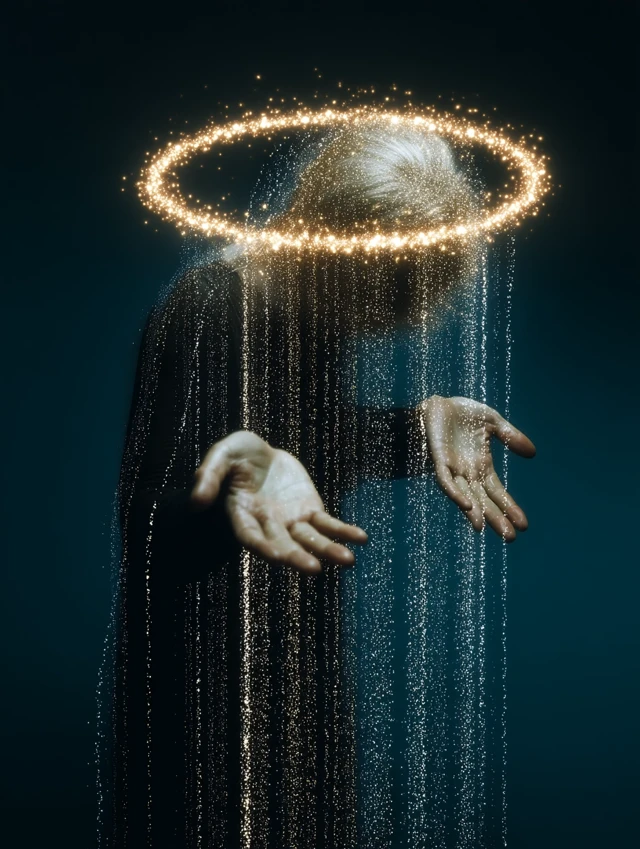 Ethereal Figure with Halo and Light Photography
