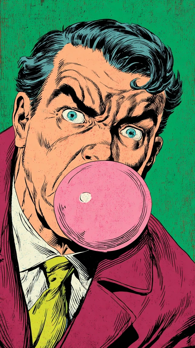 Angry Man Gum Bubble 1960s Comic Art