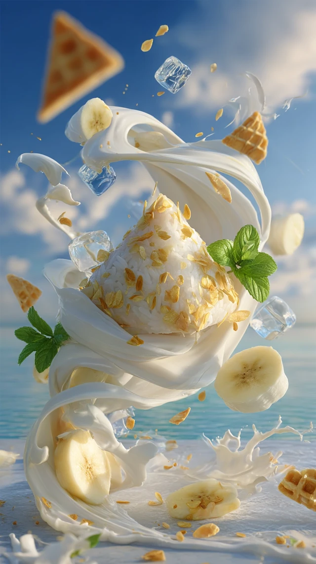 Surrealist Food Art Zongzi with Yogurt and Fruit