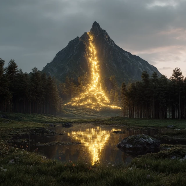 Golden Mountain Landscape Concept Art