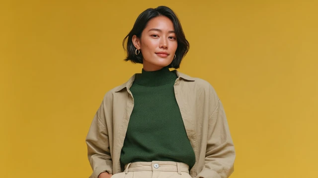 Stylish East Asian Woman Studio Portrait