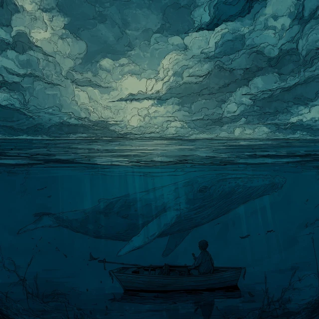 Girl and Whale at Sea Illustrated Novel