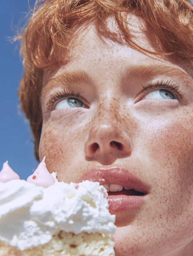 Summer Joy Woman with Cake Freckles Sun Kissed