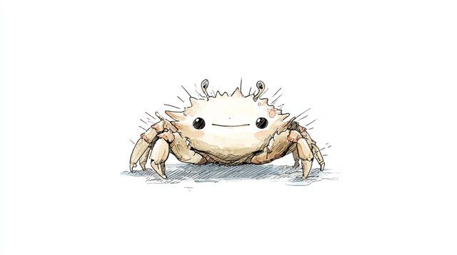 Cute Hairy Crab in Hayao Miyazaki Style Illustration