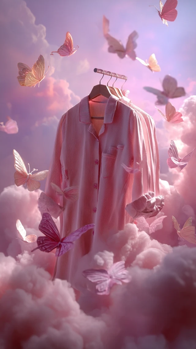 Dreamy Pajamas Floating in the Clouds with Butterflies