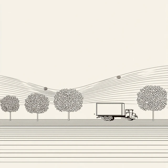 Minimalist Apple Orchard Truck Illustration