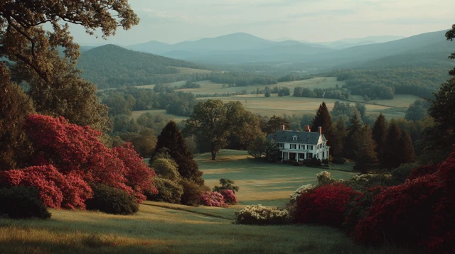 Serene Landscape with a House Peaceful and Beautiful
