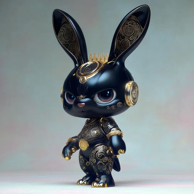 Chibi Black Steel Bunny Illustration