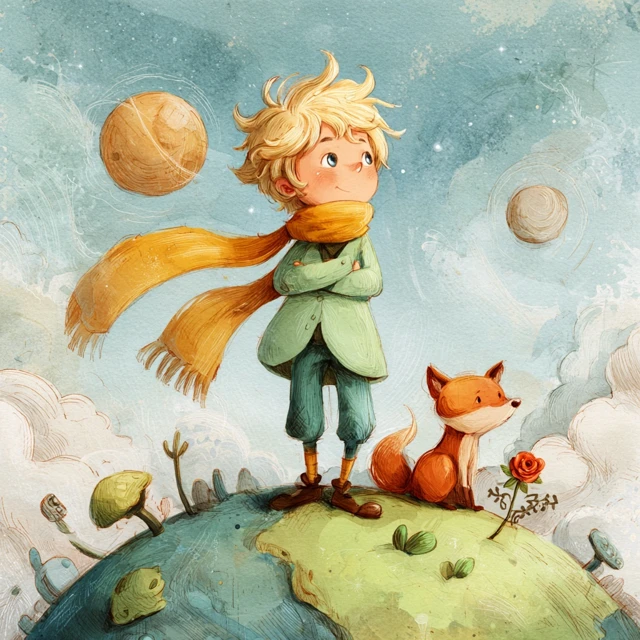 The Little Prince And His Fox Illustration
