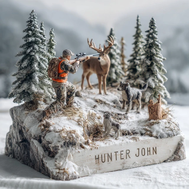 Winter Hunting Diorama Scene Miniature Artwork