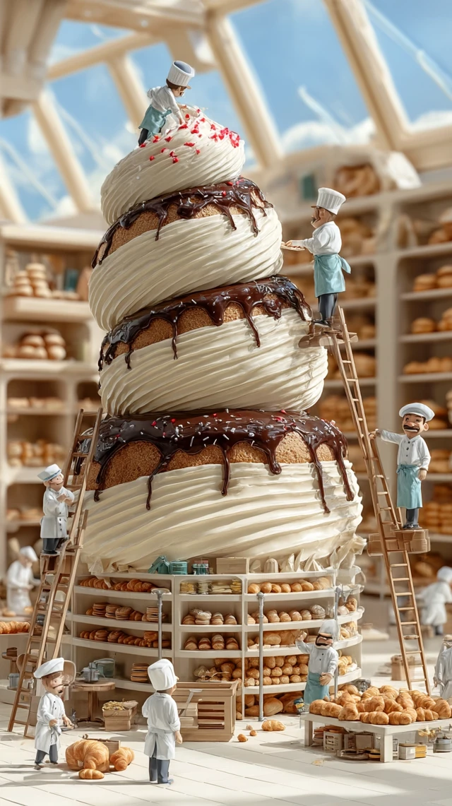Surreal Cake Bakery Scene Miniature Chefs Decorating