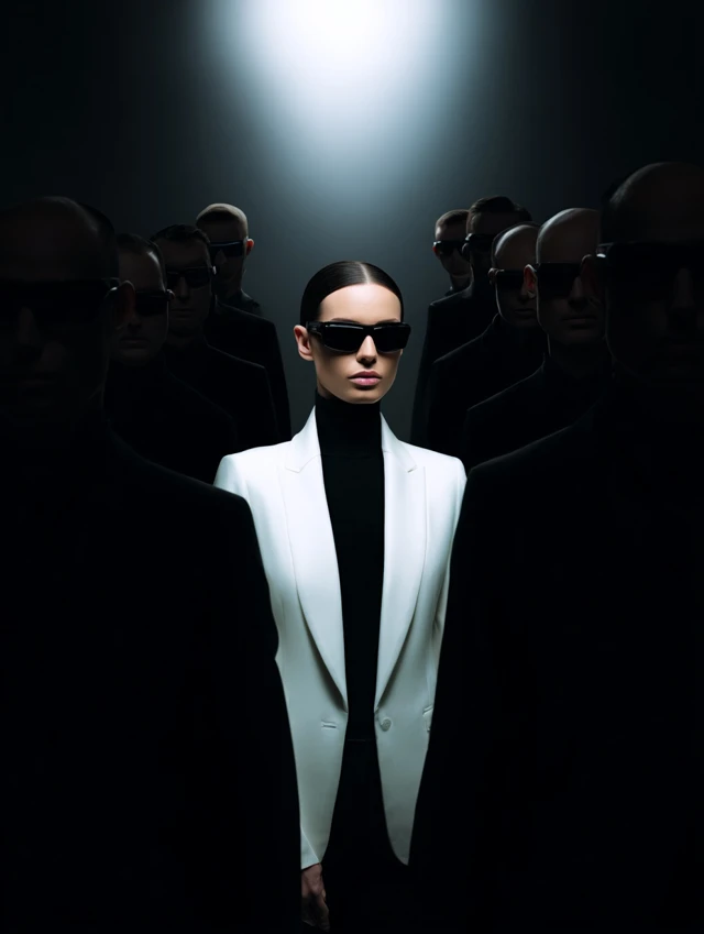 High Fashion Woman in Blazer Sunglasses Editorial