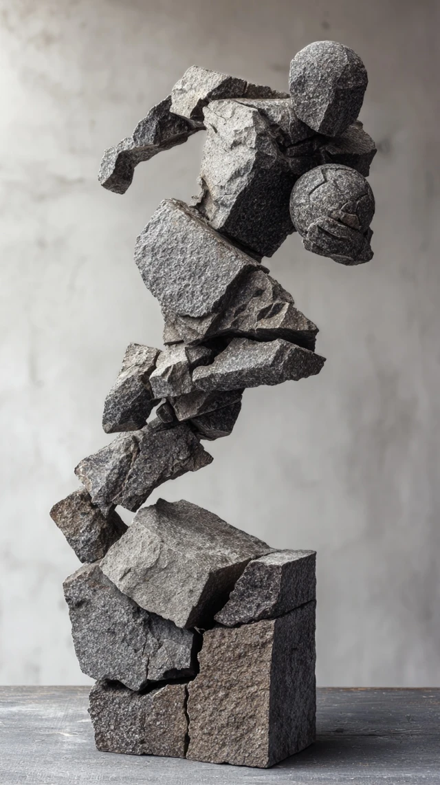 Stone Football Sculpture Nordic Minimalist Art