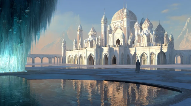 Sunlit Ice Palace Majestic Frozen Castle