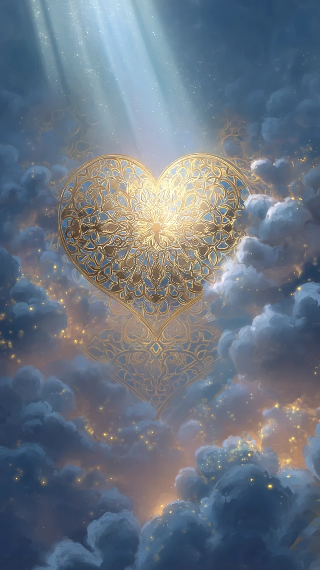 Islamic Eid Illustration Glowing Heart in Space