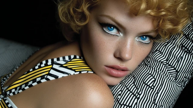 Gorgeous Woman Resting Portrait in the Style of Lichtenstein
