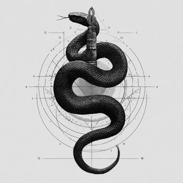 Snake Tattoo Design with Geometric Composition
